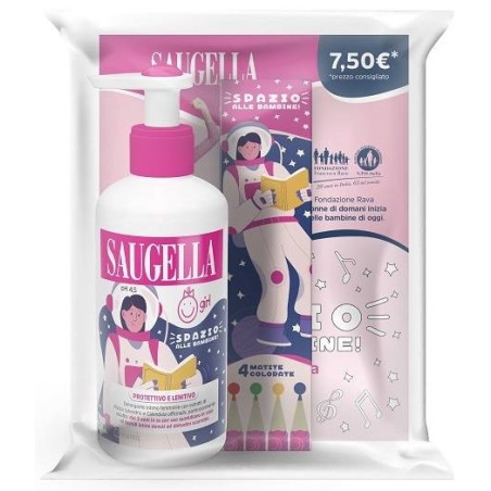 Meda Pharma Saugella Girl + Gadget Promozione Costituita Da Un Bundle Composto Da Prodotto Girl 200 Ml + In Omaggio Matite Color