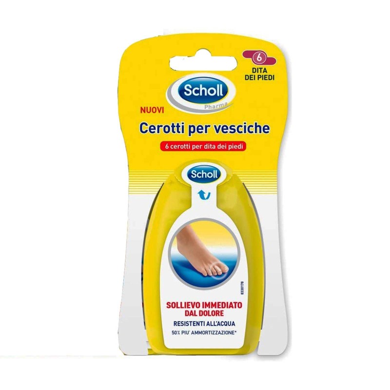 Vemedia Pharma Cerotto Scholl Vesciche Misure Miste 2 Grandi + 2 Dita Piedi + 2 Piccolo 6 Pezzi