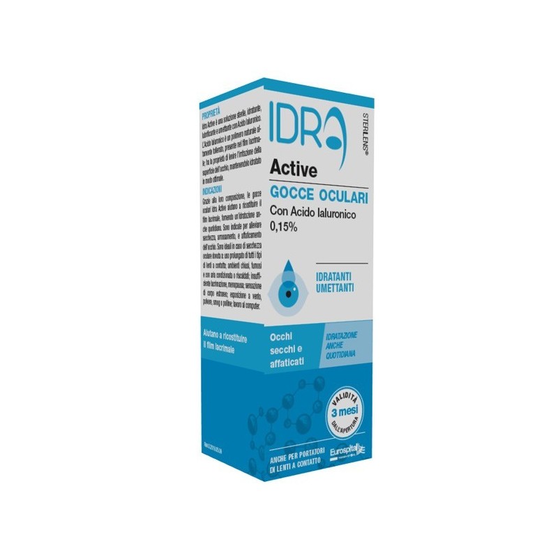 Eurospital Gocce Oculari Sterilens Idra Active 10 Ml Con Acido Ialuronico 0,15%