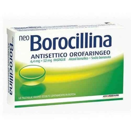 Alfasigma Neo Borocillina 1,2 Mg + 20 Mg Pastiglie 2,4 Diclorobenzil Alcool, Sodio Benzoato