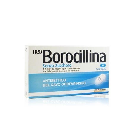 Alfasigma Neo Borocillina 1,2 Mg + 20 Mg Pastiglie Senza Zucchero 2,4 Diclorobenzil Alcool, Sodio Benzoato