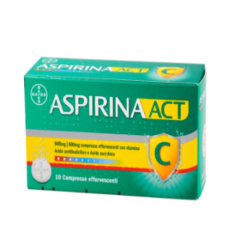 Bayer Aspirinaact 800 Mg / 480 Mg Compresse Effervescenti Con Vitamina C Acido Acetilsalicilico E Acido Ascorbicoaspirinaact Con