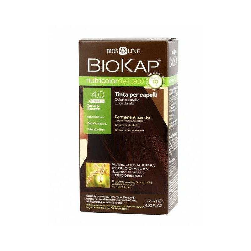 Bios Line Biokap Nutricolor Delicato Rapid Tinta 4,00 Castano Naturale 135 Ml