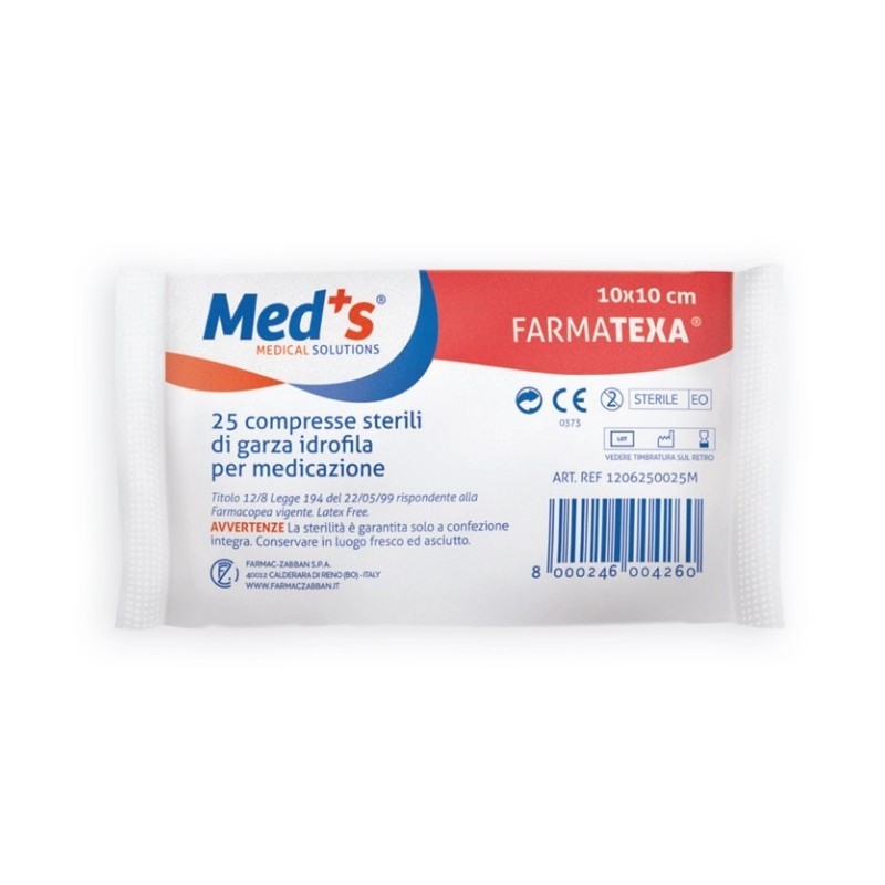 Farmac-zabban Garza Compressa Idrofila Meds Farmatexa 12/8 10x10cm 25 Pezzi