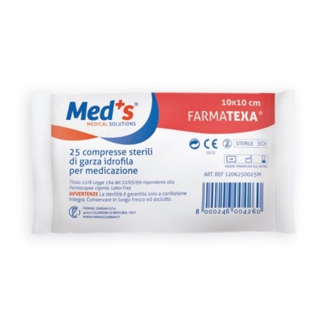 Farmac-zabban Garza Compressa Idrofila Meds Farmatexa 12/8 10x10cm 25 Pezzi