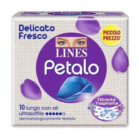 Fater Lines Petalo Blu Assorbente Lungo Con Ali 10 Pezzi