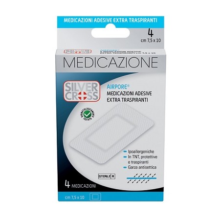 Comifar Distribuzione Silvercross Airpore Medicazione Adesiva 7,5x10cm 4 Pezzi