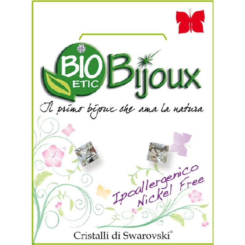 Bioetic Bijoux Orecchino Carre' 4mm Crystal