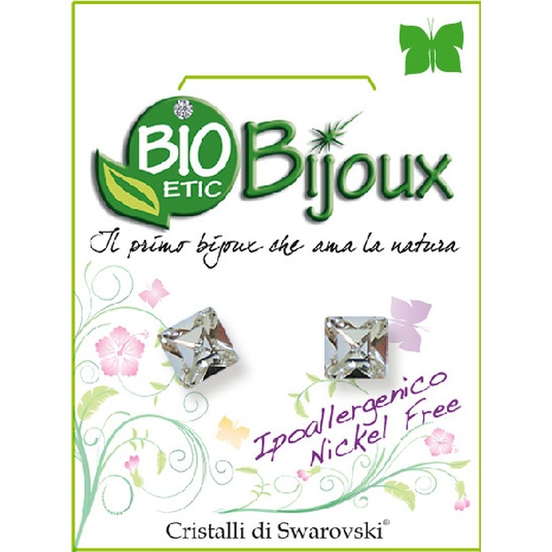 Bioetic Bijoux Orecchino Carre' 6mm Crystal