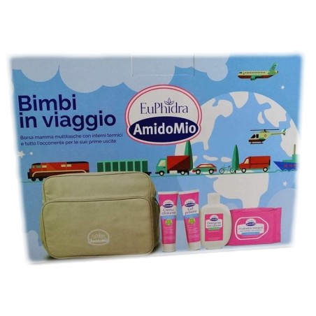 Zeta Farmaceutici Euphidra Amidomio Borsa Bimbi Viaggio Gel Polvere 50 Ml + Detergente Non Sapone 200 Ml + Crema Idratante 50 Ml