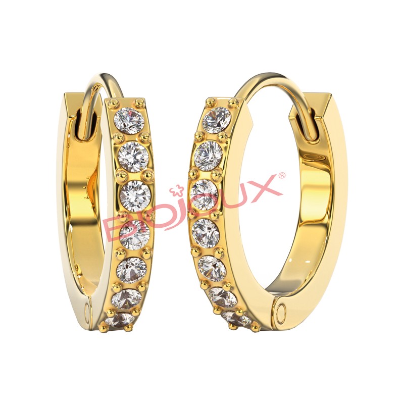 Sanico Bjt991 Orecchini Crystal Hoop Gold Plated