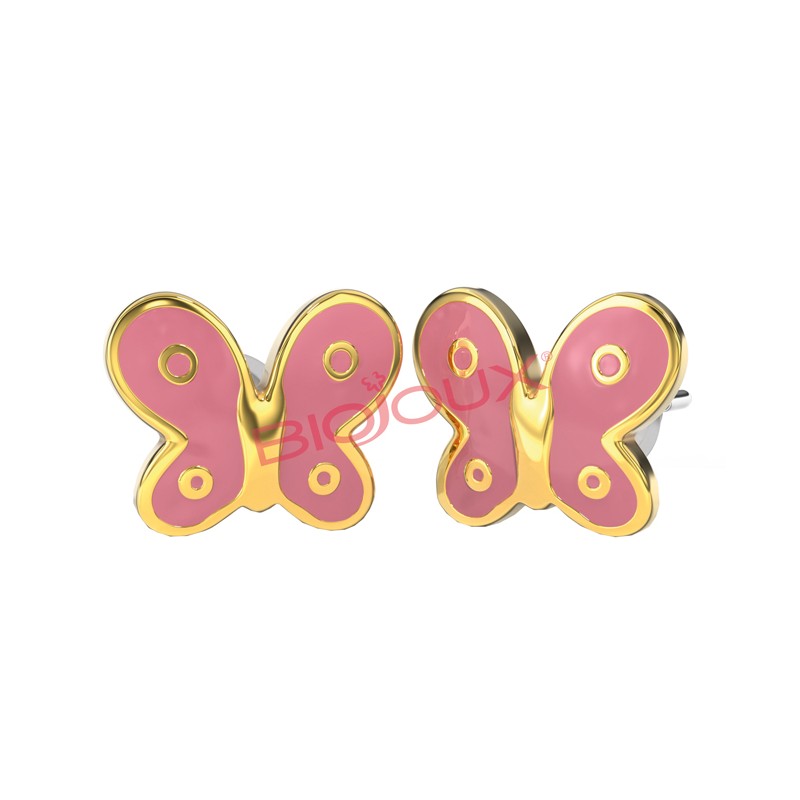 Sanico Bjt710 Orecchini Pink Butterfly Gold Plated