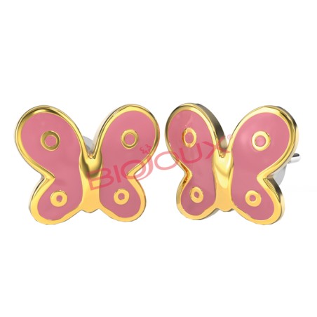 Sanico Bjt710 Orecchini Pink Butterfly Gold Plated