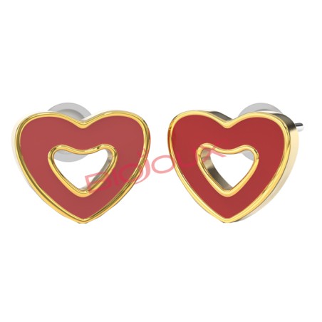 Sanico Bjt715 Orecchini Red Heart Gold Plated