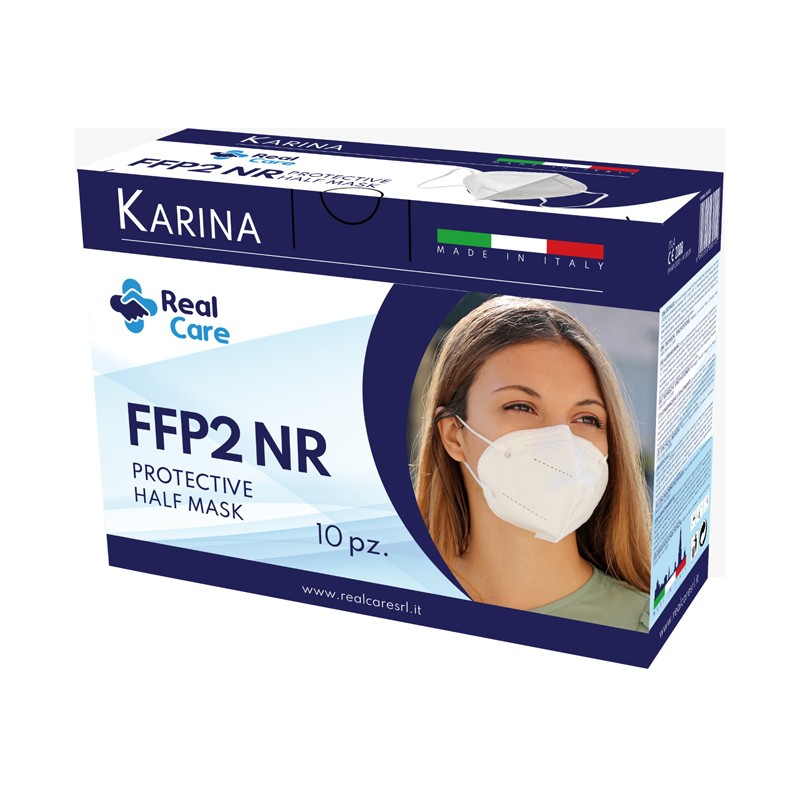 Real Care Karina Semimaschera Filtrante Antipolvere Monouso Ffp2 Bianco 10 Pezzi