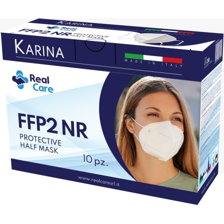 Real Care Karina Semimaschera Filtrante Antipolvere Monouso Ffp2 Bianco 10 Pezzi