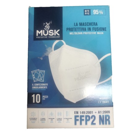 Musk Medikal Tekstil Plastik Musk Semimaschera Filtrante Ffp2 Bianco 10 Pezzi