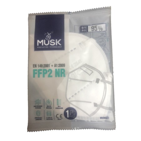 Musk Medikal Tekstil Plastik Musk Semimaschera Filtrante Ffp2 Bianco 1 Pezzo