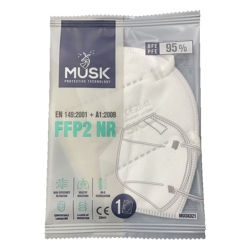 Musk Medikal Tekstil Plastik Musk Mascherina Ffp2 Musk021 White 10 Pezzi