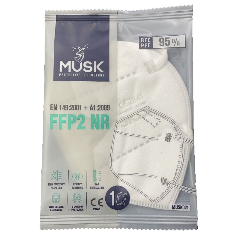 Musk Medikal Tekstil Plastik Musk Mascherina Ffp2 Musk021 White 1 Pezzo