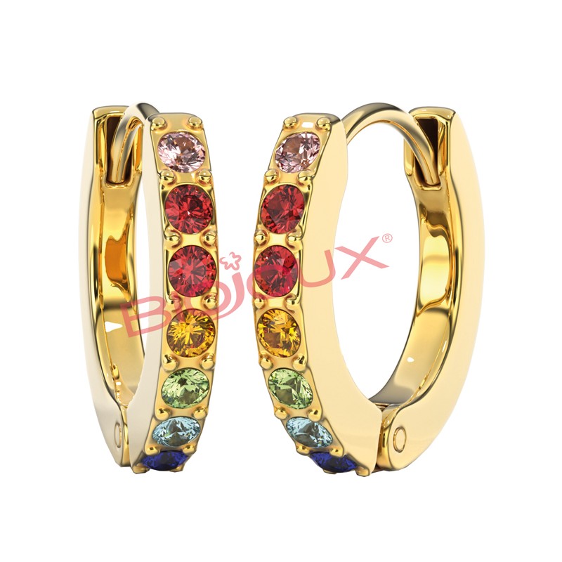 Sanico Bjt726 Orecchini Crystal Hoop Gold Plated