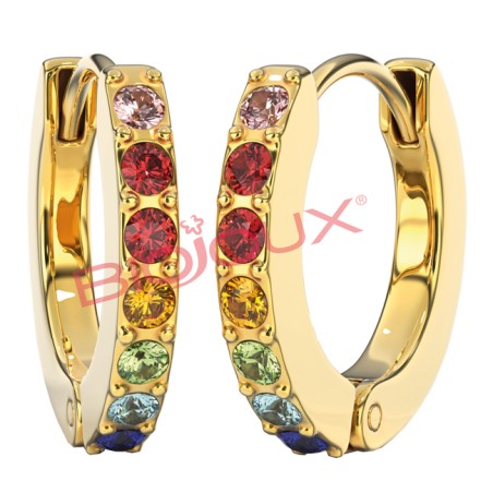 Sanico Bjt726 Orecchini Crystal Hoop Gold Plated