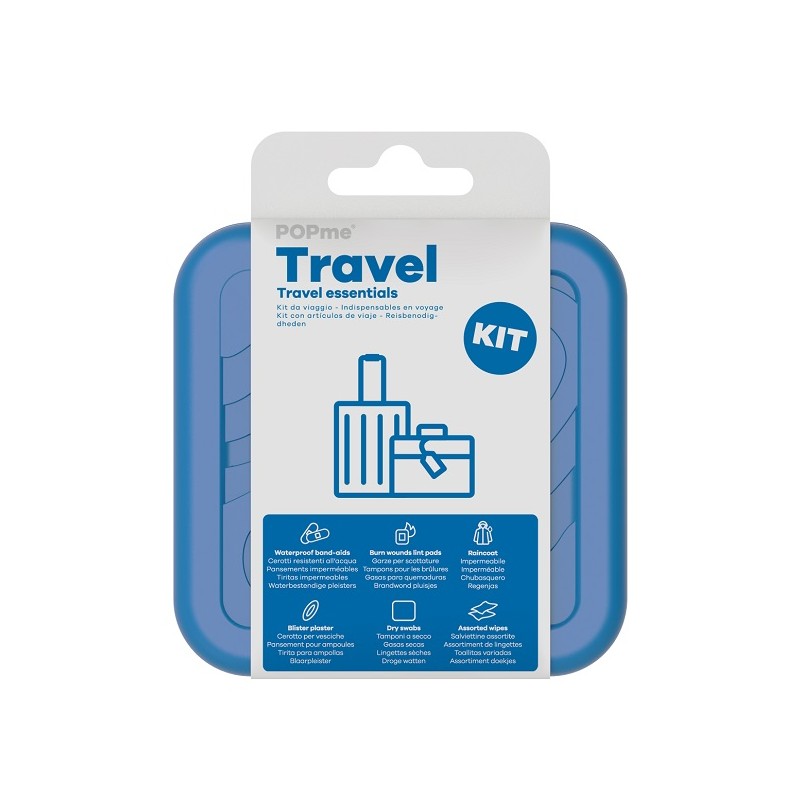 L10 Popme Travel Kit 12 Cerotti + 4 Salviettine Pulizia Pelle + 2 Tamponi A Secco + 1 Cerotto Per Vesciche + 2 Garze Scottature 