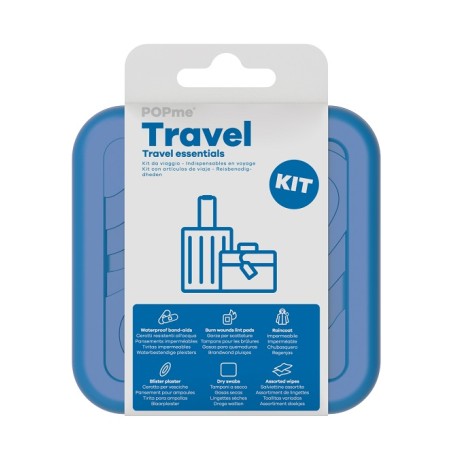 L10 Popme Travel Kit 12 Cerotti + 4 Salviettine Pulizia Pelle + 2 Tamponi A Secco + 1 Cerotto Per Vesciche + 2 Garze Scottature 