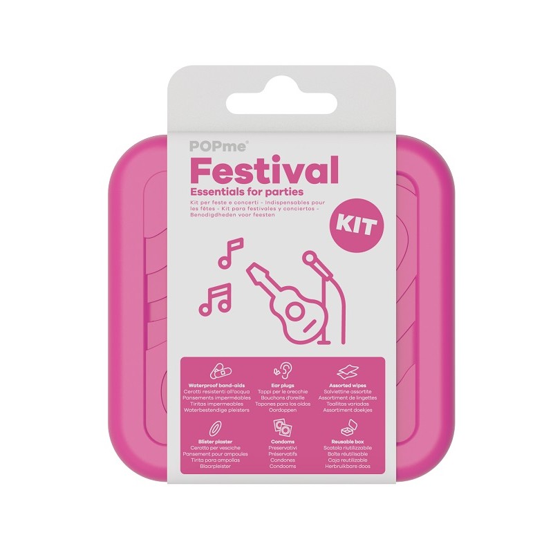 L10 Popme Festival Kit 12 Cerotti + 4 Salviettine Pulizia Pelle + 2 Tamponi A Secco + 1 Cerotto Vesciche + 2 Preservativi + 2 Sa