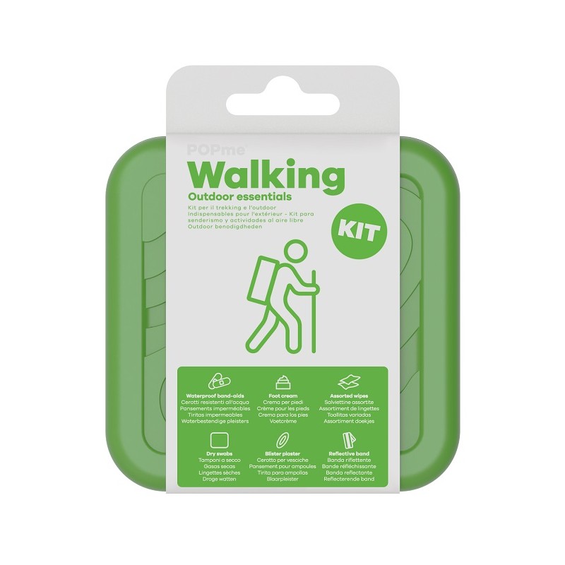 L10 Popme Walking Kit 12 Cerotti + 4 Salviettine Pulizia Pelle + 2 Tamponi A Secco + 1 Cerotto Vesciche + 2 Salviettine Rinfresc