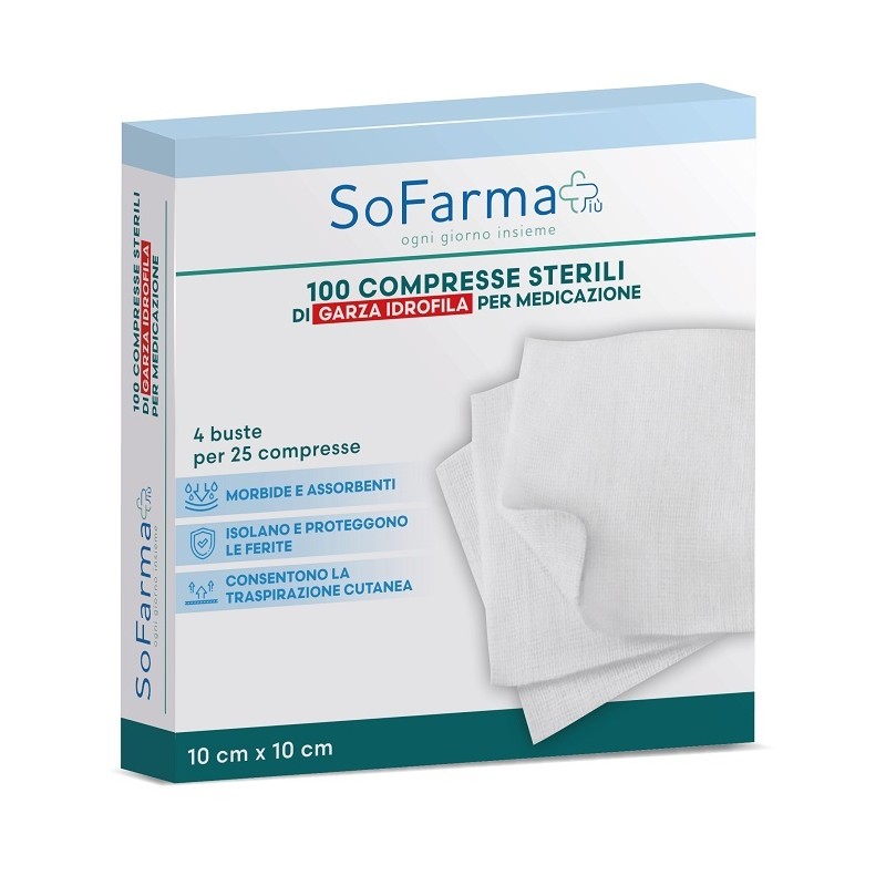 So. Farma. Morra Garza Compressa In Cotone 10x10 Cm 100 Pezzi Sofarmapiu'