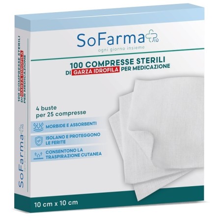 So. Farma. Morra Garza Compressa In Cotone 10x10 Cm 100 Pezzi Sofarmapiu'