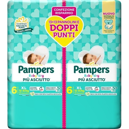 Fater Pampers Baby Dry Pannolino Duo Downcount Xl 26 Pezzi