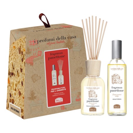 Helan Cosmesi I Profumi Della Casa Set Panettone 1 Spray Ambiente 100 Ml + Bastoncini Aromatici Ambiente 100 Ml