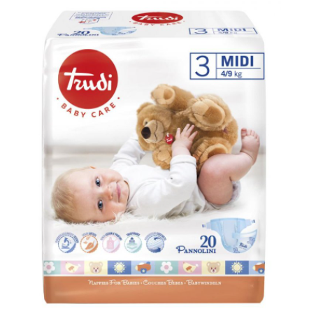 S. I. L. C. Trudi Baby Care Pannolino Bambini Midi 4/9 Kg 20 Pezzi