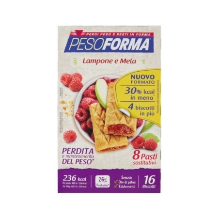 Nutrition & Sante' Italia Pesoforma Biscotti Lampone E Mela 16 Biscotti X 33g 8 Pasti Sostitutivi