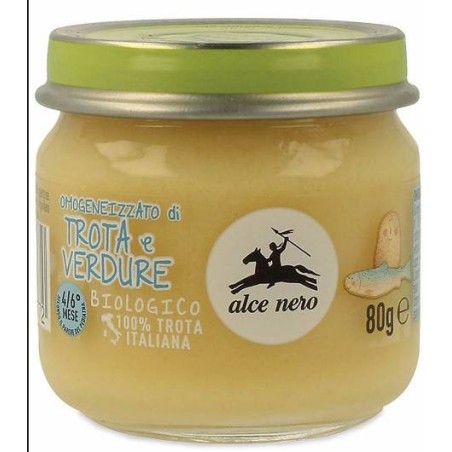 Alce Nero Omogeneizzato Trota E Verdure Baby Food Bio 2 X 80 G