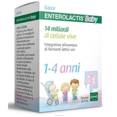 Sofar Enterolactis Baby Gocce 8 Ml 1-4 Anni 14 Miliardi Di Cellule Vive