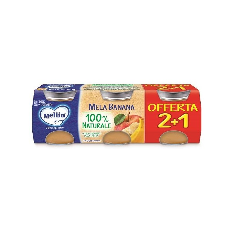 Danone Nutricia Soc. Ben. Mellin Omogeneizzato Mela Banana 3 Pezzi Da 100 G