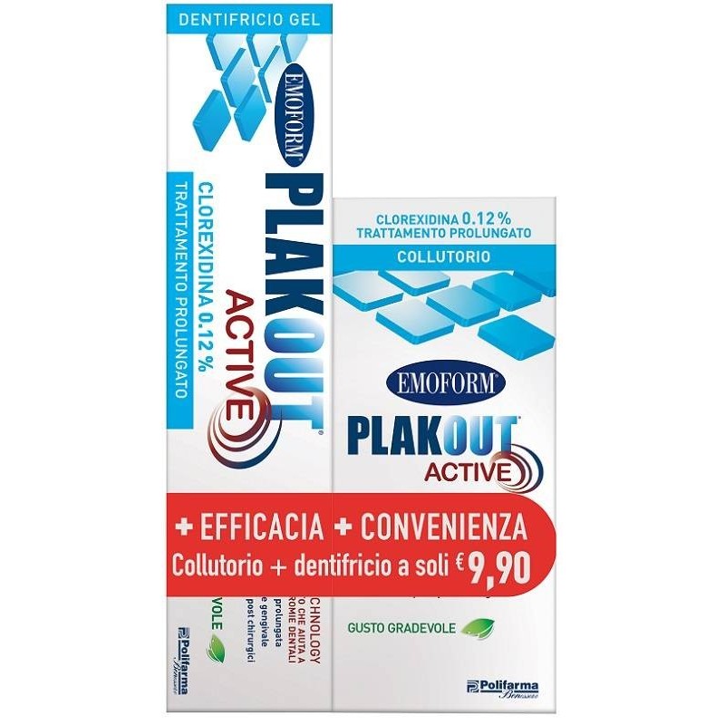 Polifarma Benessere Emoform Plak Out Active Clorexidina 0,12% Collutorio 200 Ml + Dentifricio 75 Ml