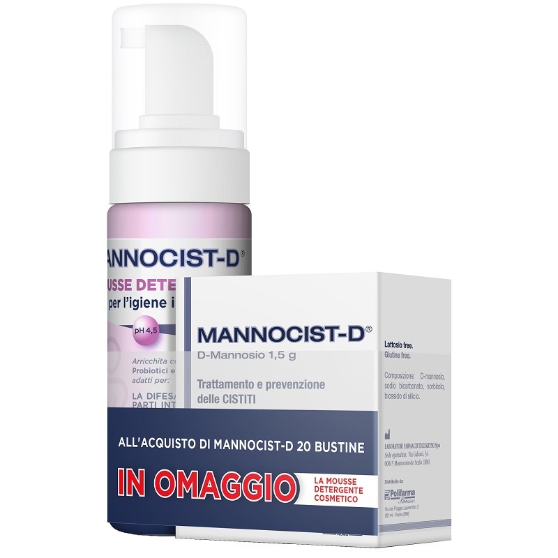 Polifarma Benessere Mannocist-d 20 Buste + Mannocist-d Mousse Detergente Antibatterico 150 Ml In Omaggio