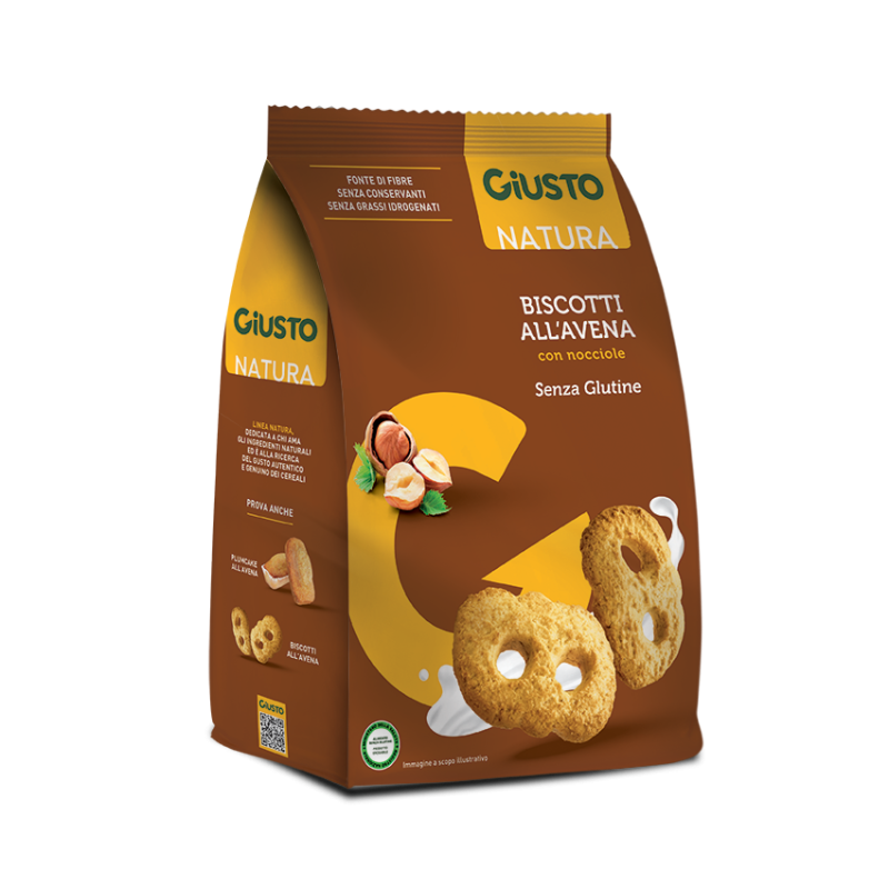 Farmafood Giusto Senza Glutine Biscotti Avena Con Nocciole 250 G