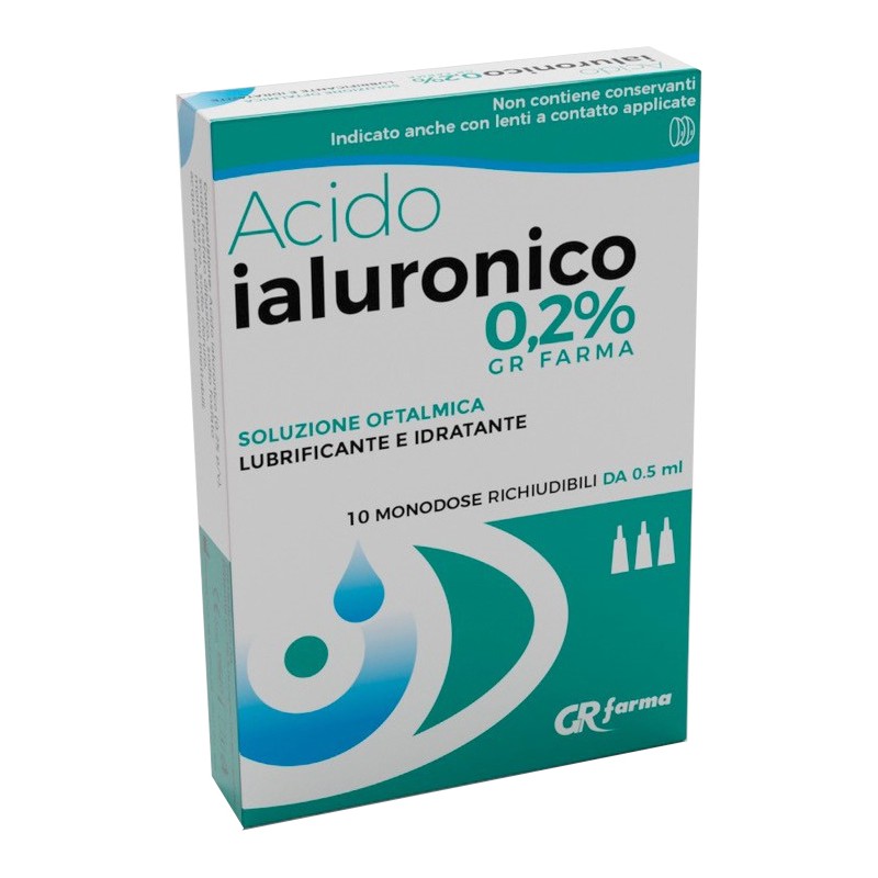 Gr Farma Soluzione Oftalmica Lubrificante E Idratante Acido Ialuronico 0,2% 10 Monodose Richiudibili Da 0,5 Ml