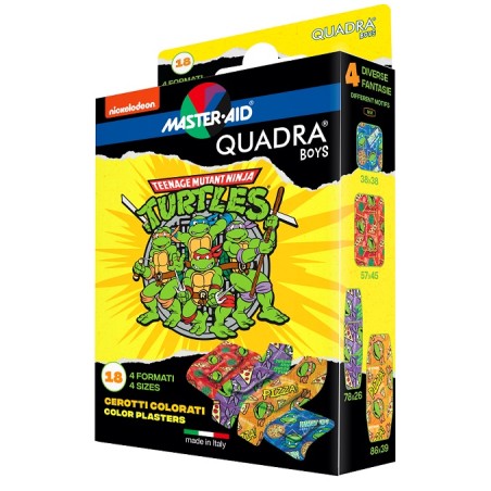 Pietrasanta Pharma Cerotto Master-aid Quadra Boys Ninja Turtles Assortiti 18 Pezzi