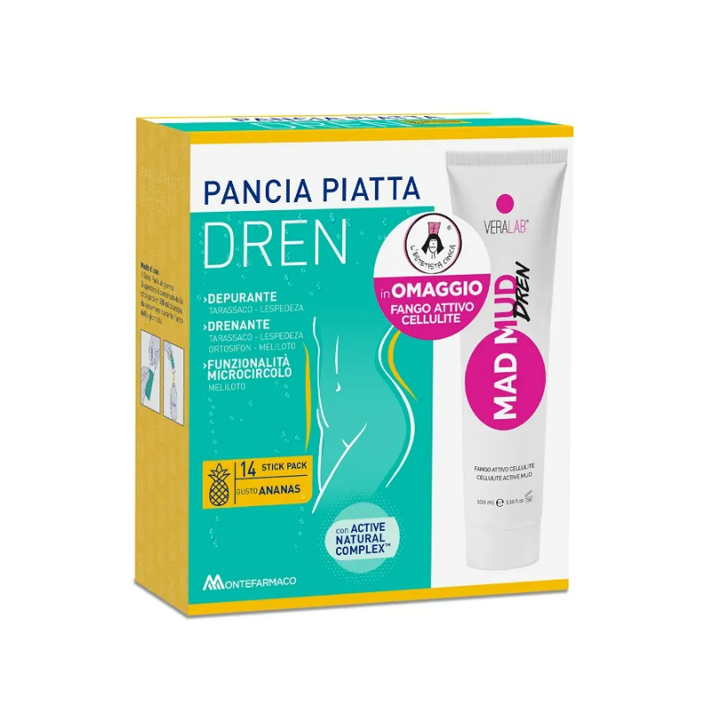 Montefarmaco Pancia Piatta Dren Ananas 14 Bustine Stick Pack + Torba Drenante