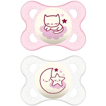 Mam Baby Mam Succhietto Original Night 2-6 Mesi Silicone Femmina 2 Pezzi