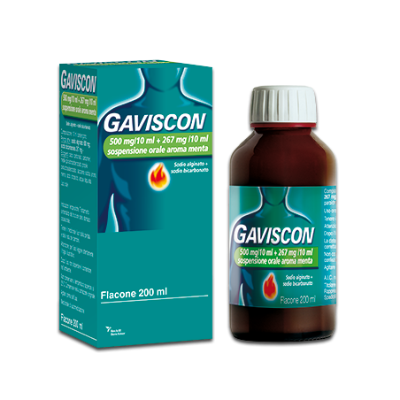 Reckitt Benckiser H. Gaviscon 500 Mg/10 Ml + 267 Mg/10 Ml Sospensione Orale Gaviscon 500 Mg/10 Ml + 267 Mg/10 Ml Sospensione Ora