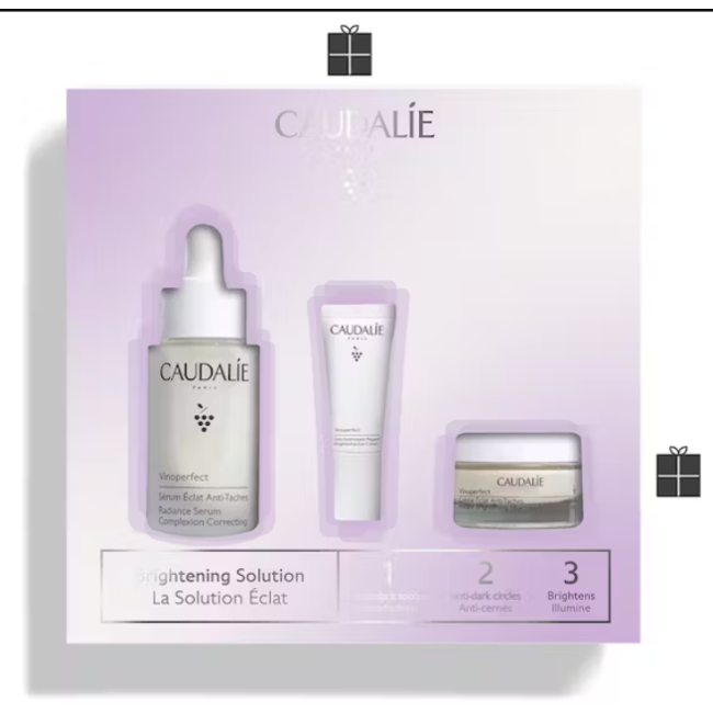 Caudalie Vinoperfect Cofanetto 1,2,3 2023 1 Vinoperfect Siero 30 Ml + 1 Vinoperfect Crema Illuminante Giorno 15 Ml + 1 Vinoperfe