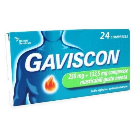 Reckitt Benckiser H. Gaviscon 250 Mg + 133,5 Mg Compresse Masticabili Gusto Menta Gaviscon 250 Mg + 133,5 Mg Compresse Masticabi