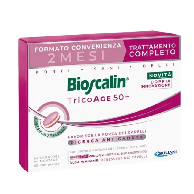 Bioscalin Tricoage 50+ Trattamento completo per capelli forti, sani e belli 60 Compresse